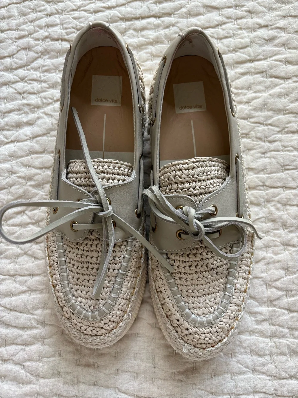 Dolce Vita Cream Woven Espadrille Platform Loafers